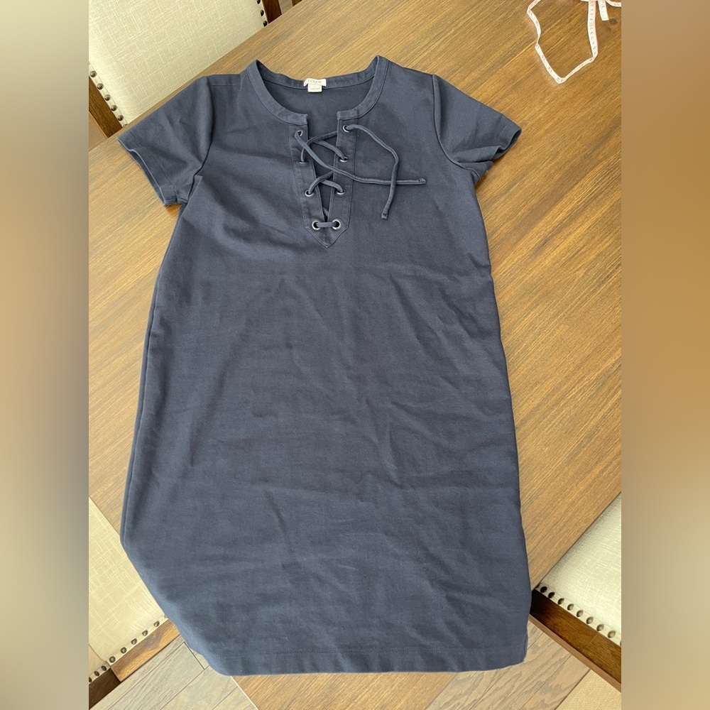 EUC J.Crew Navy Lace-Up Dress